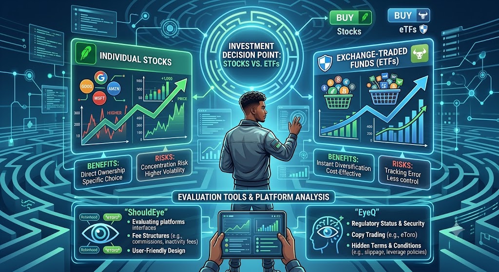 Stocks vs ETFs for Beginners on Robinhood or eToro – A Verification Guide