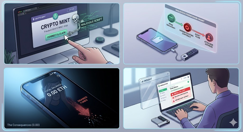 A collage demonstrating the crypto purchase process