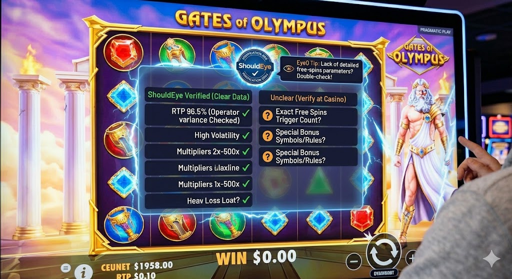 platform appearing as a translucent blue overlay within the active 'Gates of Olympus' slot screen interface