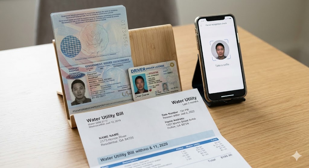 Close-up setup of a government-issued photo ID