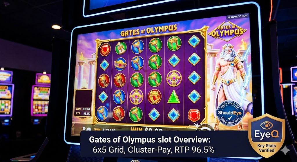 A detailed close-up of the 'Gates of Olympus' slot machine screen