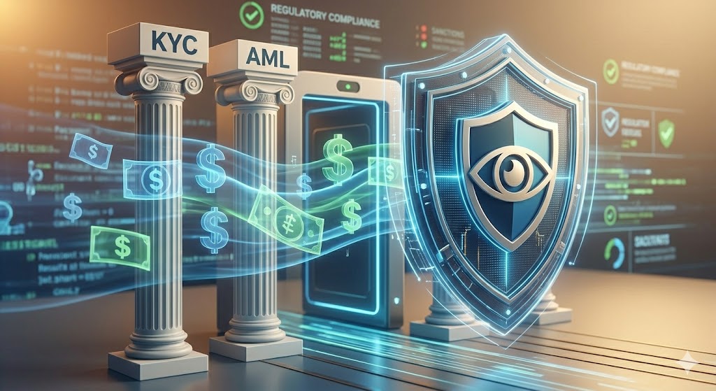 A visualization of secure financial data flow