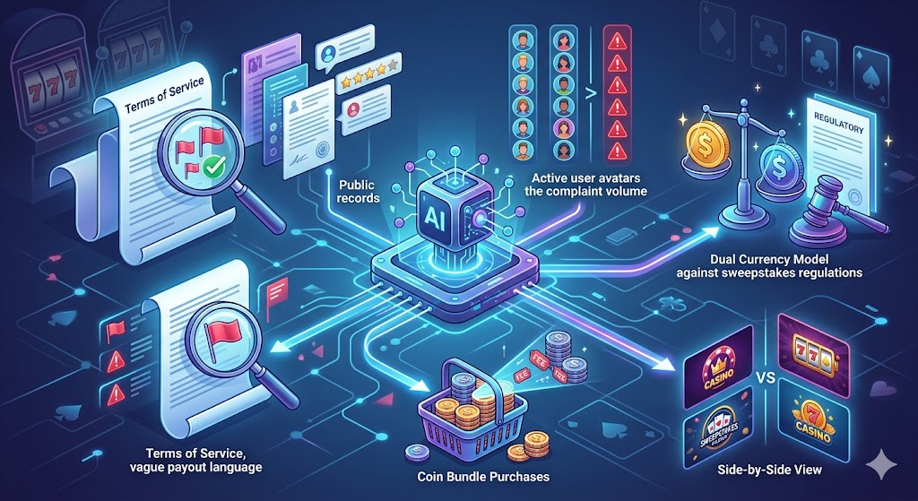 A complex infographic illustration showing an AI-driven platform analyzing online gaming data