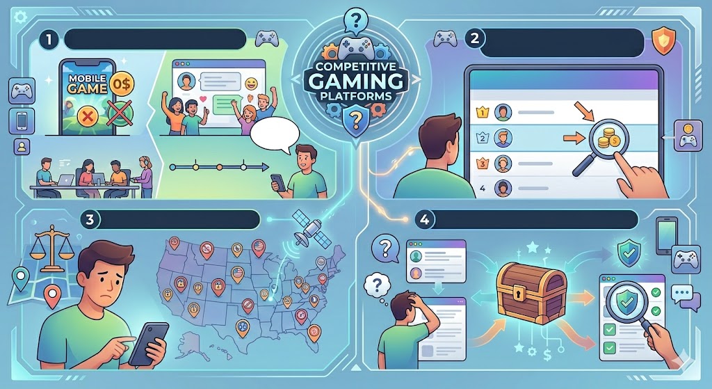 An illustrative infographic detailing four common misunderstandings on competitive gaming platforms