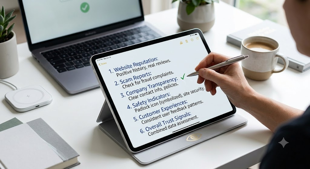 A person writes "3. Company Transparency" on a tablet note-taking app on a modern, well-lit desk.