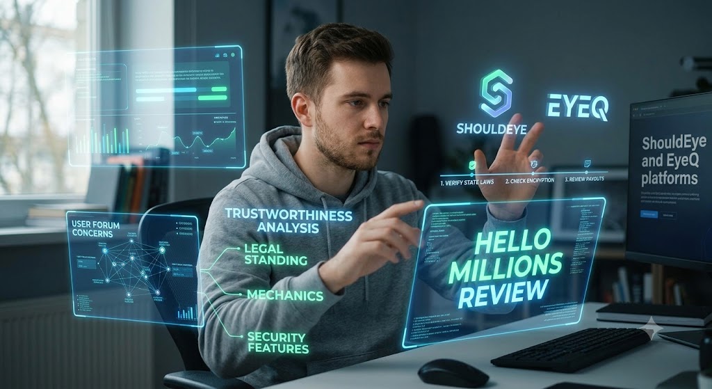 Infographic explaining 3 trust factors for sweepstakes casino apps: legal compliance, transparent payouts, and user feedback.
